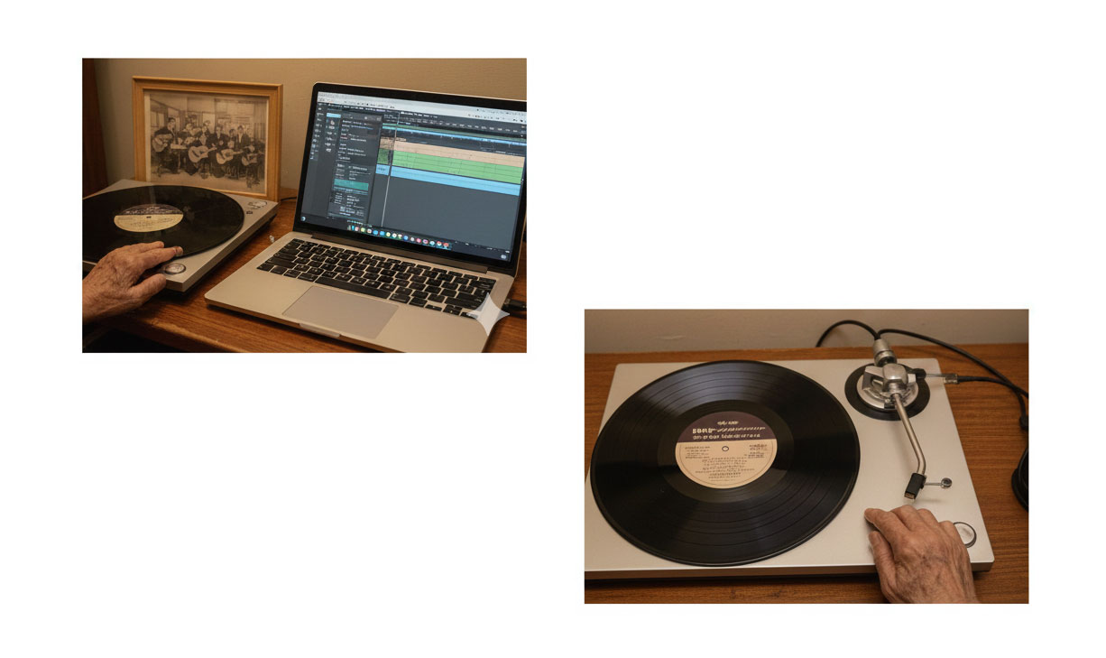 古いレコードとデジタル化のイメージ