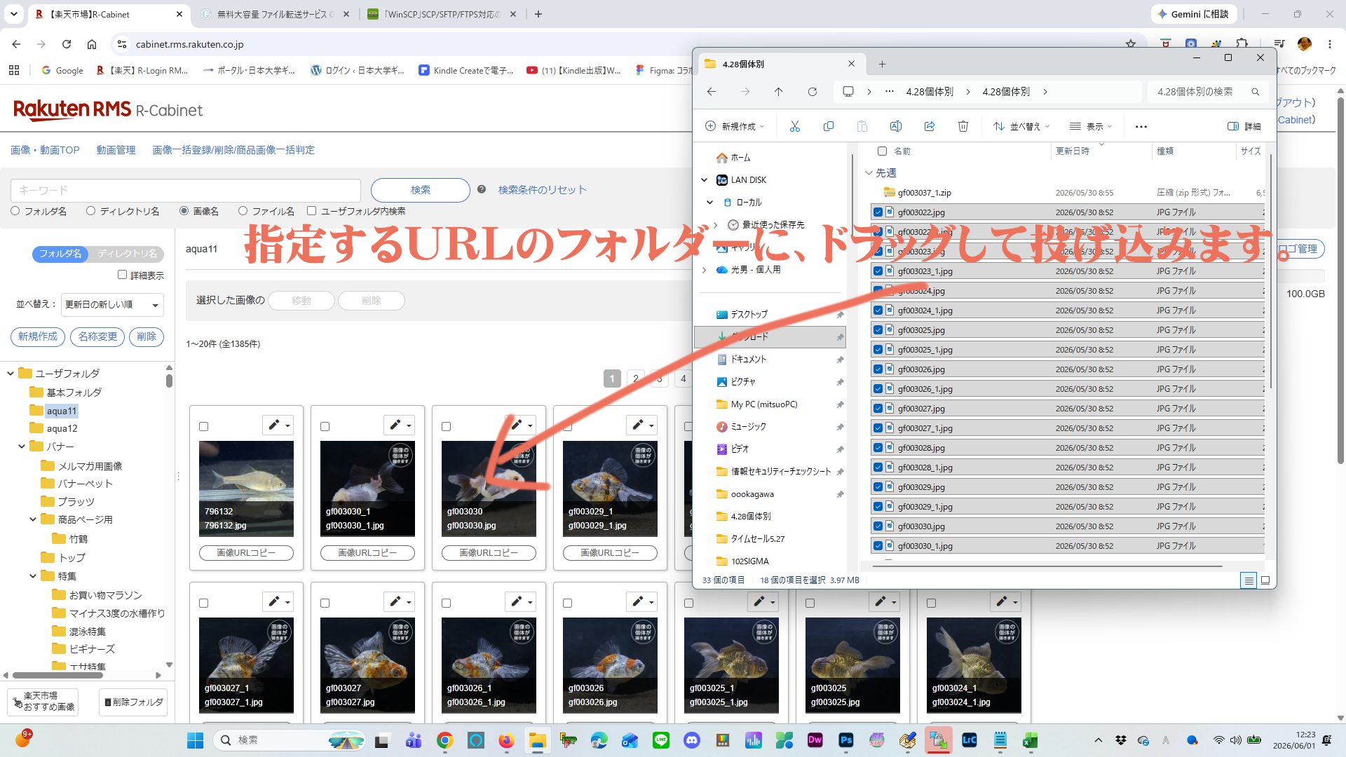 R-Cabinetへの画像登録画面